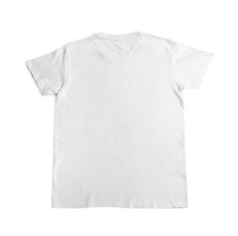 Photo of Stylish t-shirt isolated on white, top view. Mockup for design