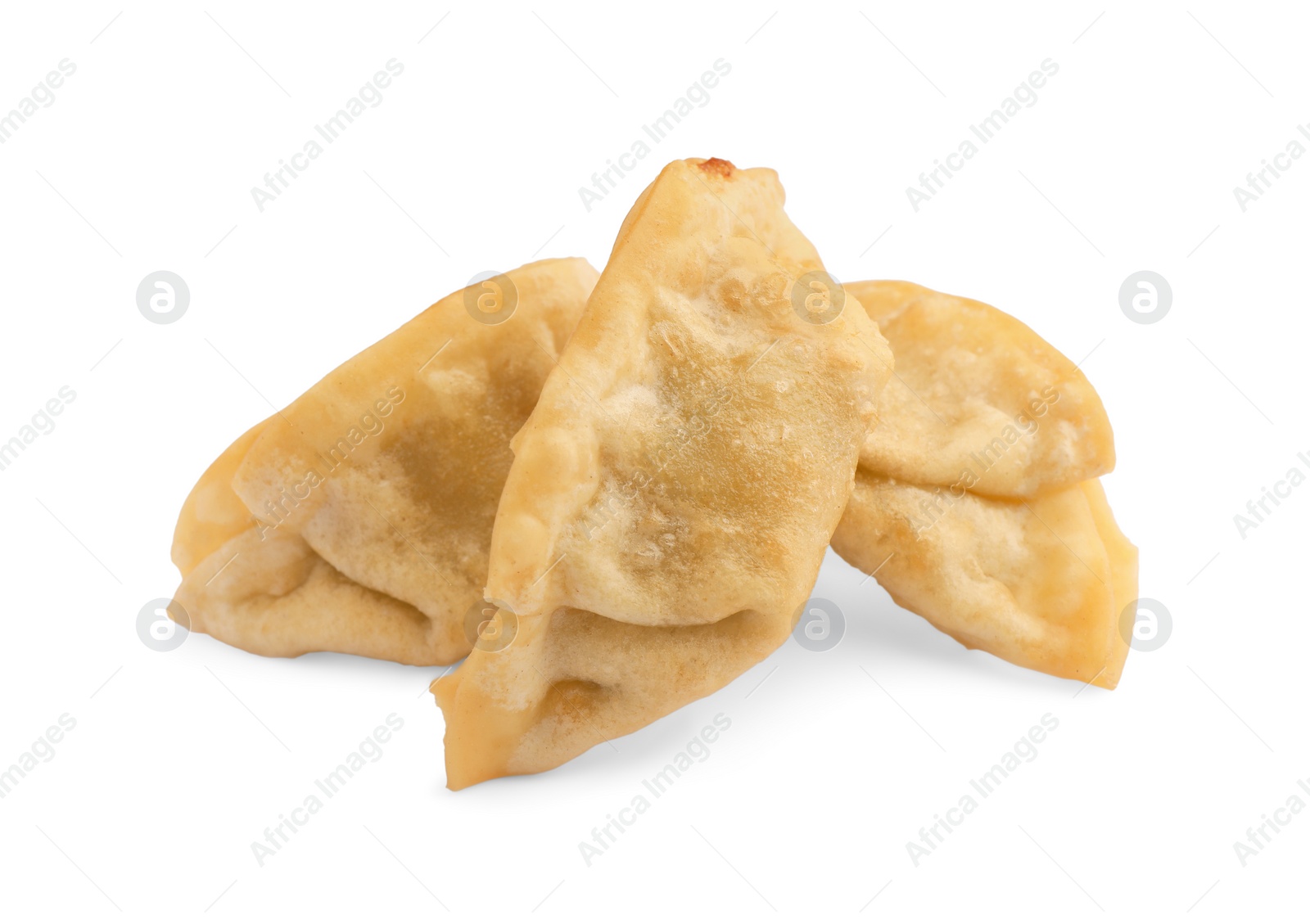 Photo of Delicious gyoza (asian dumplings) isolated on white