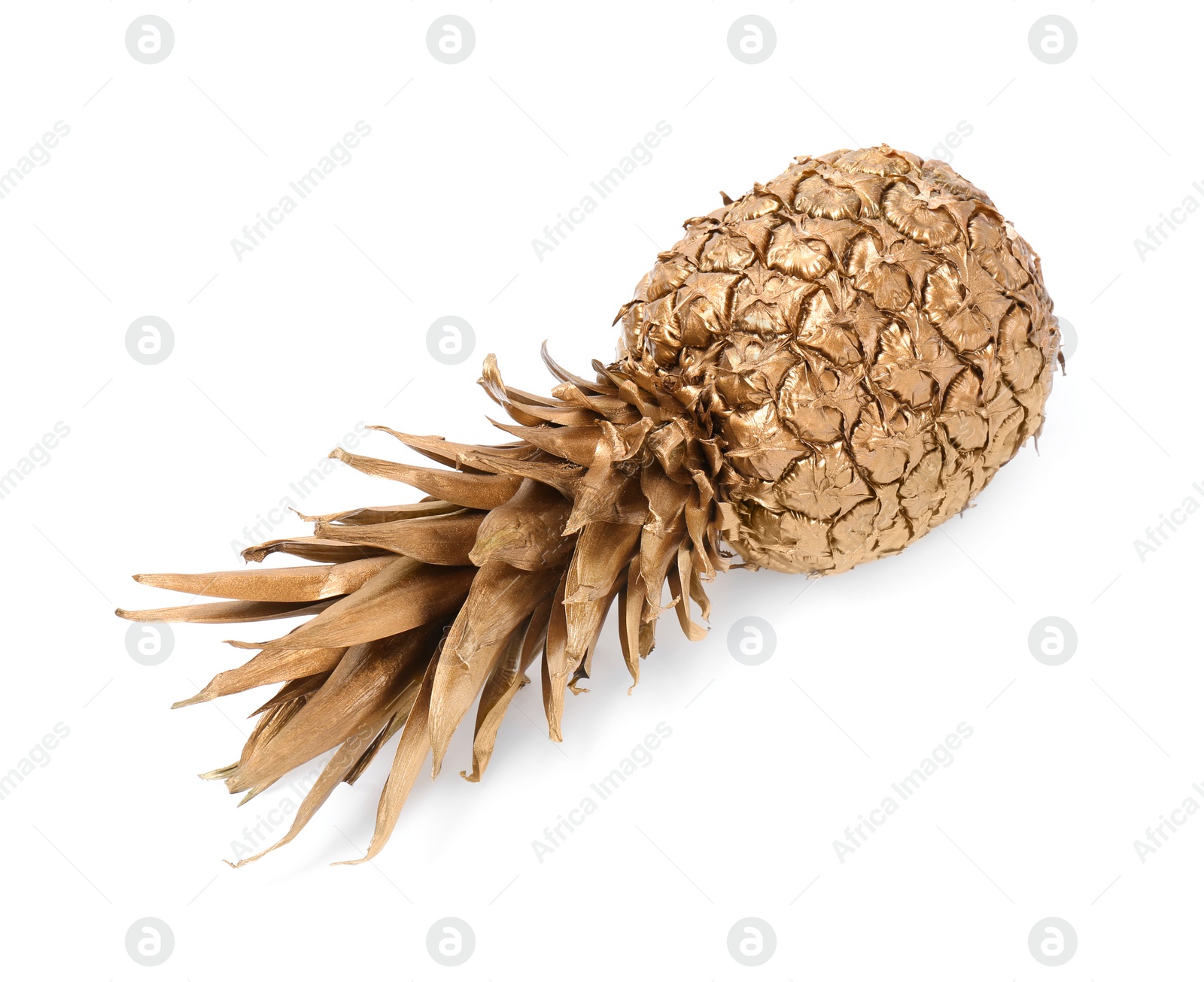 Photo of Shiny stylish gold pineapple on white background