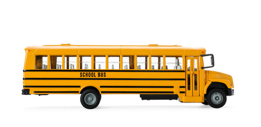 Photo of Yellow school bus isolated on white. Transport for students