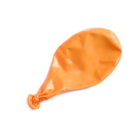 Photo of Deflated color air balloon on white background, top view