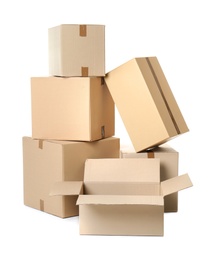 Cardboard boxes on white background