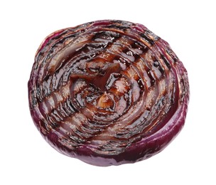 Slice of grilled red onion isolated on white