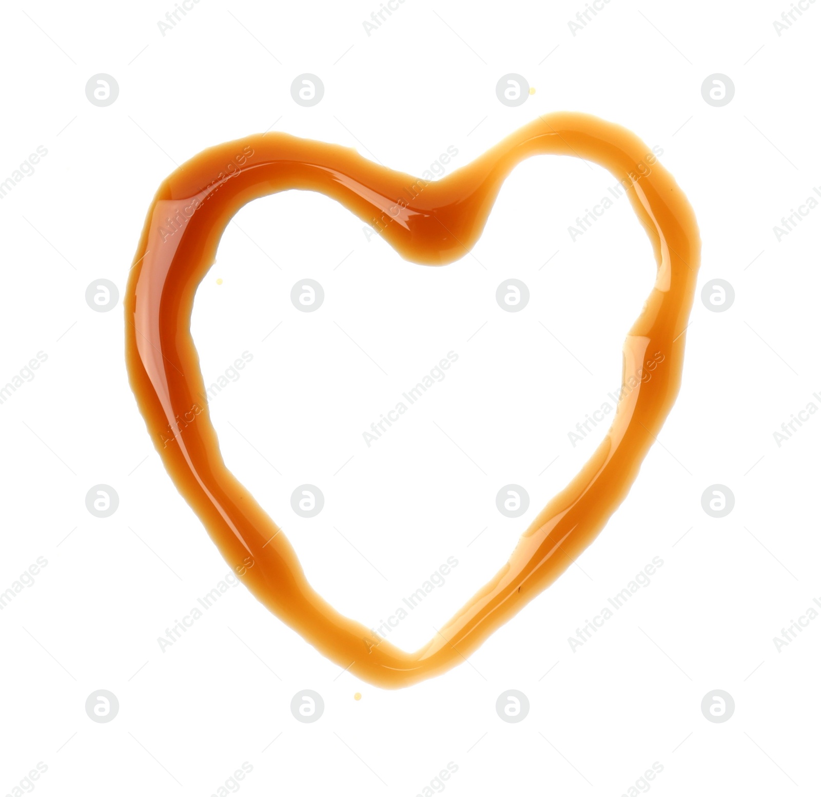 Photo of Heart made of tasty soy sauce isolated on white, top view