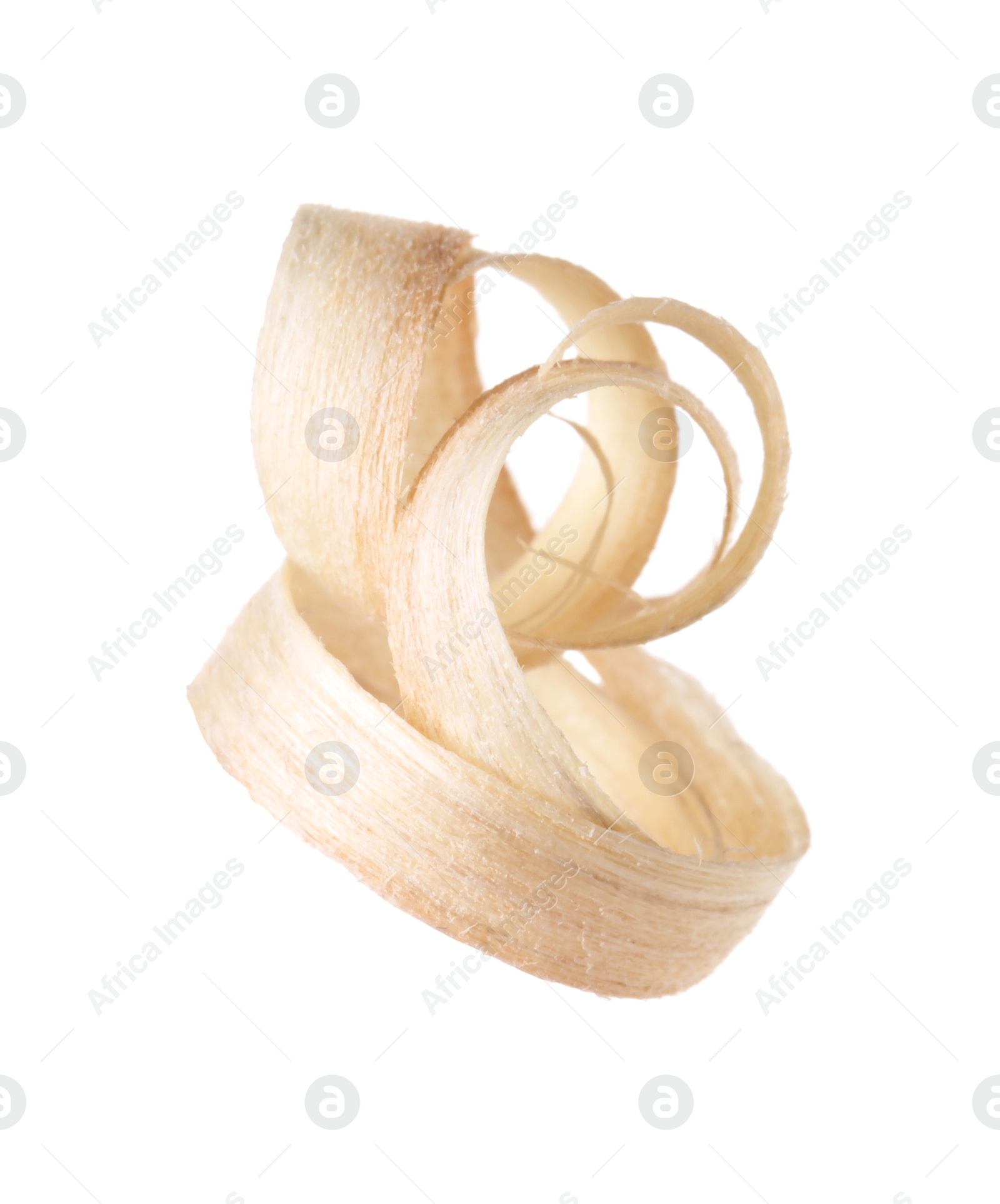 Photo of One shaving of wood isolated on white