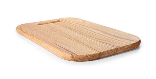 Photo of One wooden cutting board on white background