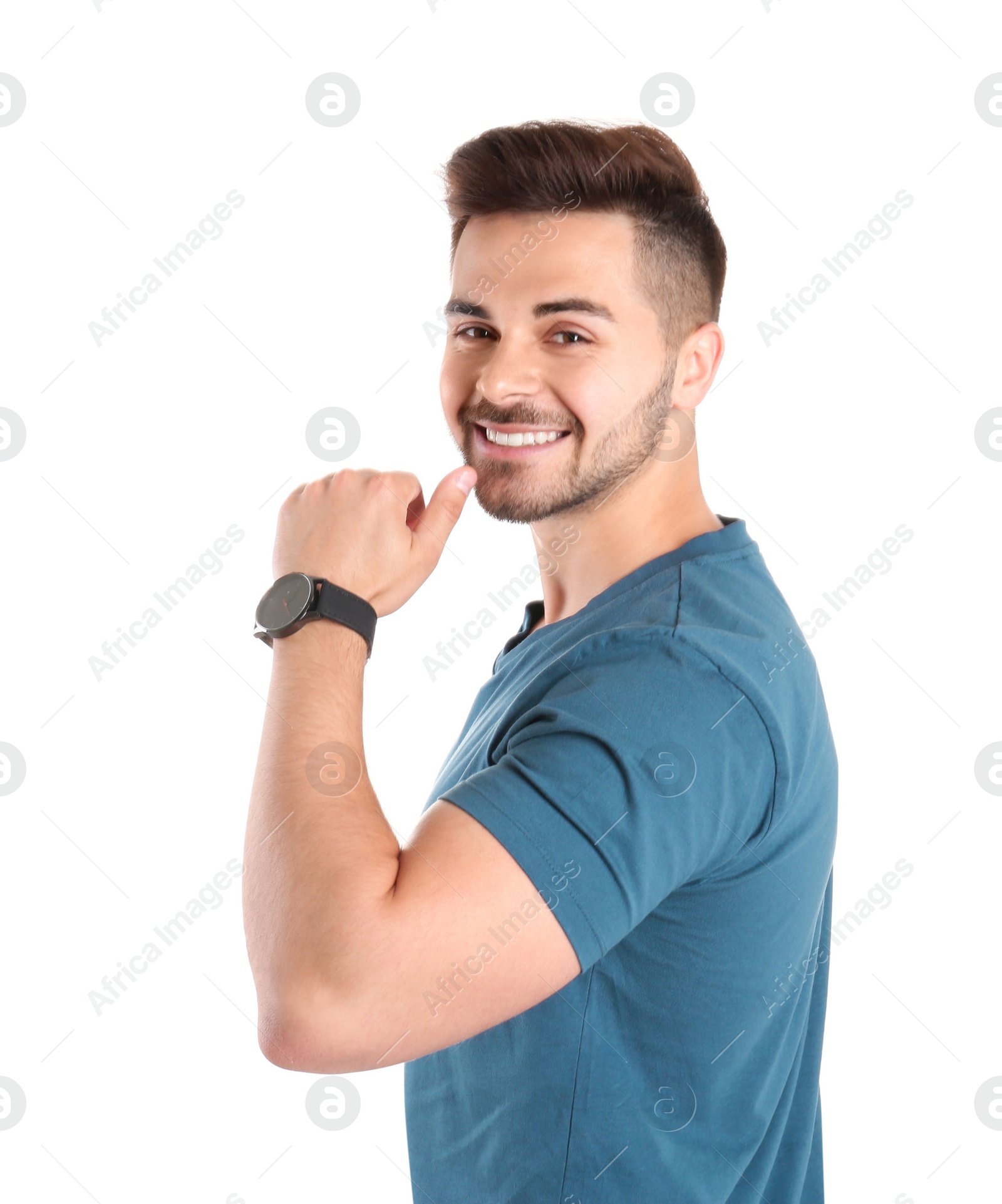 Photo of Portrait of handsome man isolated on white