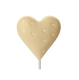 Heart shaped lollipop made of chocolate isolated on white