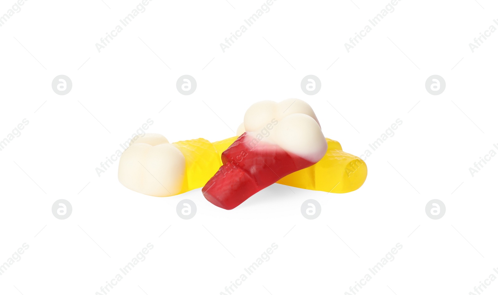Photo of Tasty jelly candies in shape of ice cream on white background