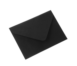 Photo of Black paper envelope isolated on white. Mail service