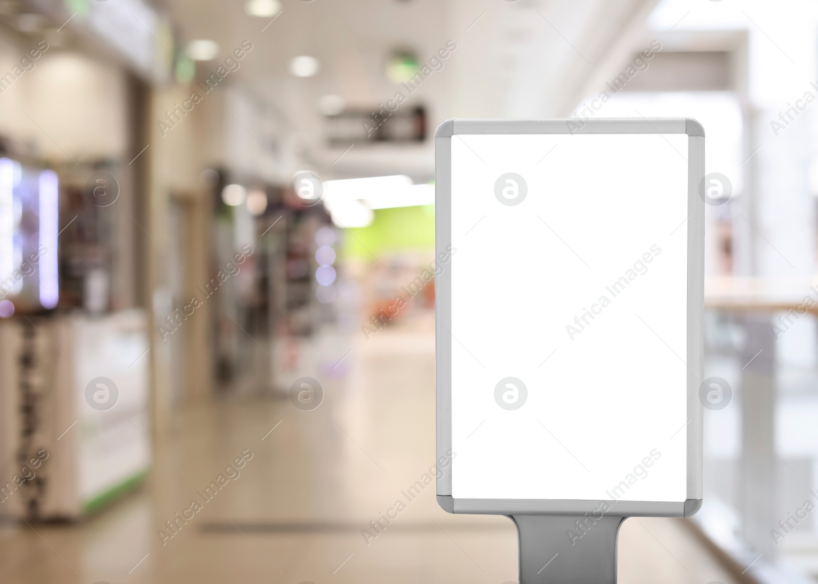 Image of Blank advertising board in shopping mall. Mockup for design