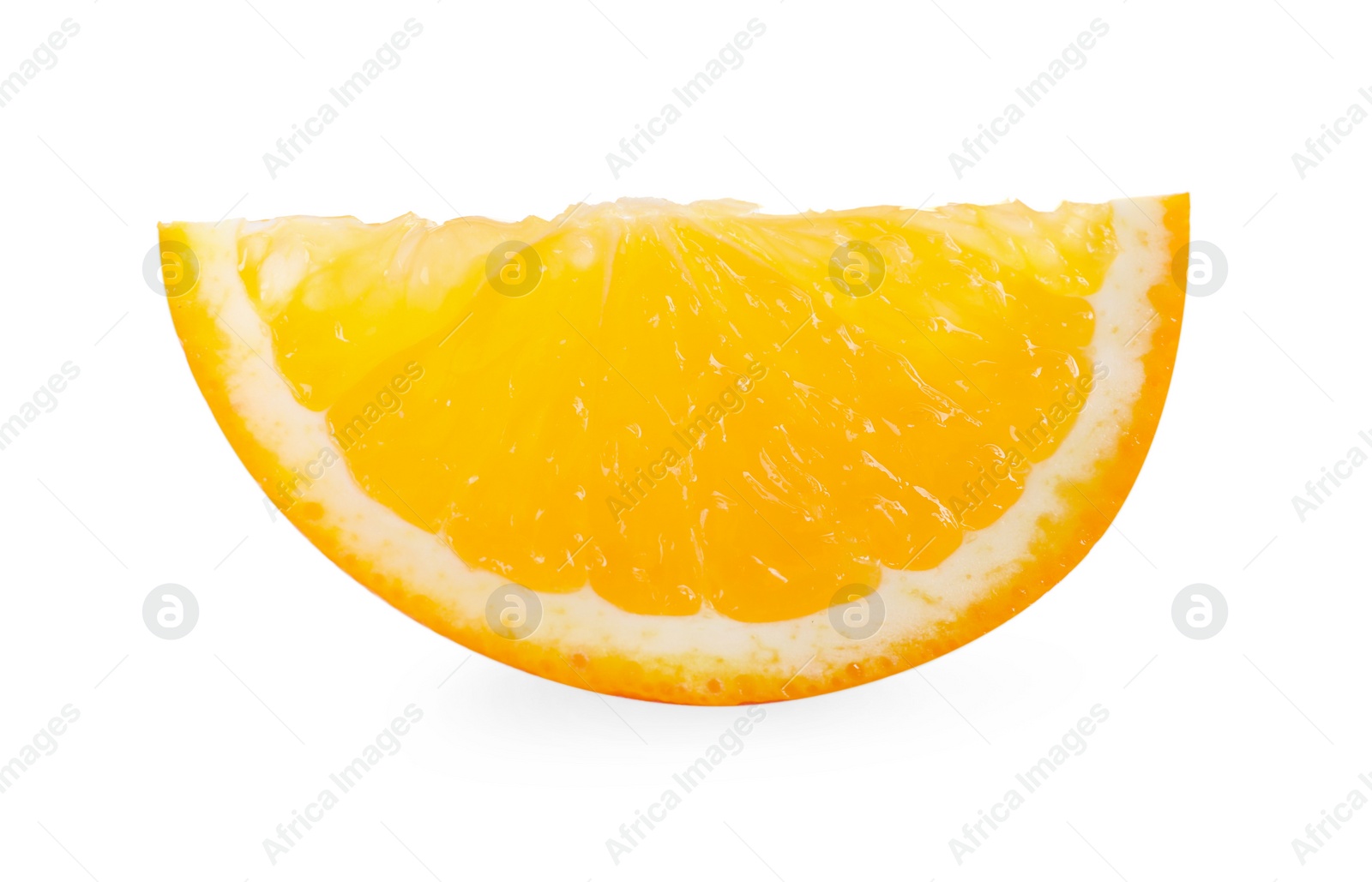 Photo of Slice of juicy orange isolated on white