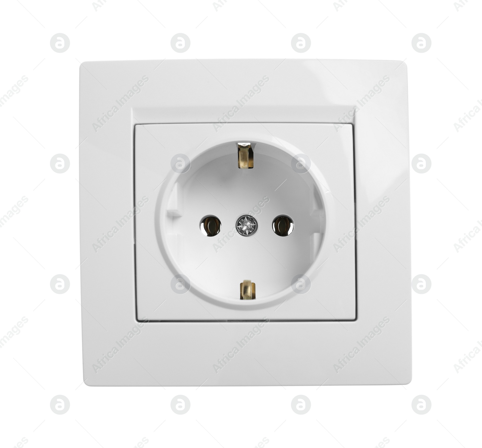 Photo of Single plastic power socket isolated on white