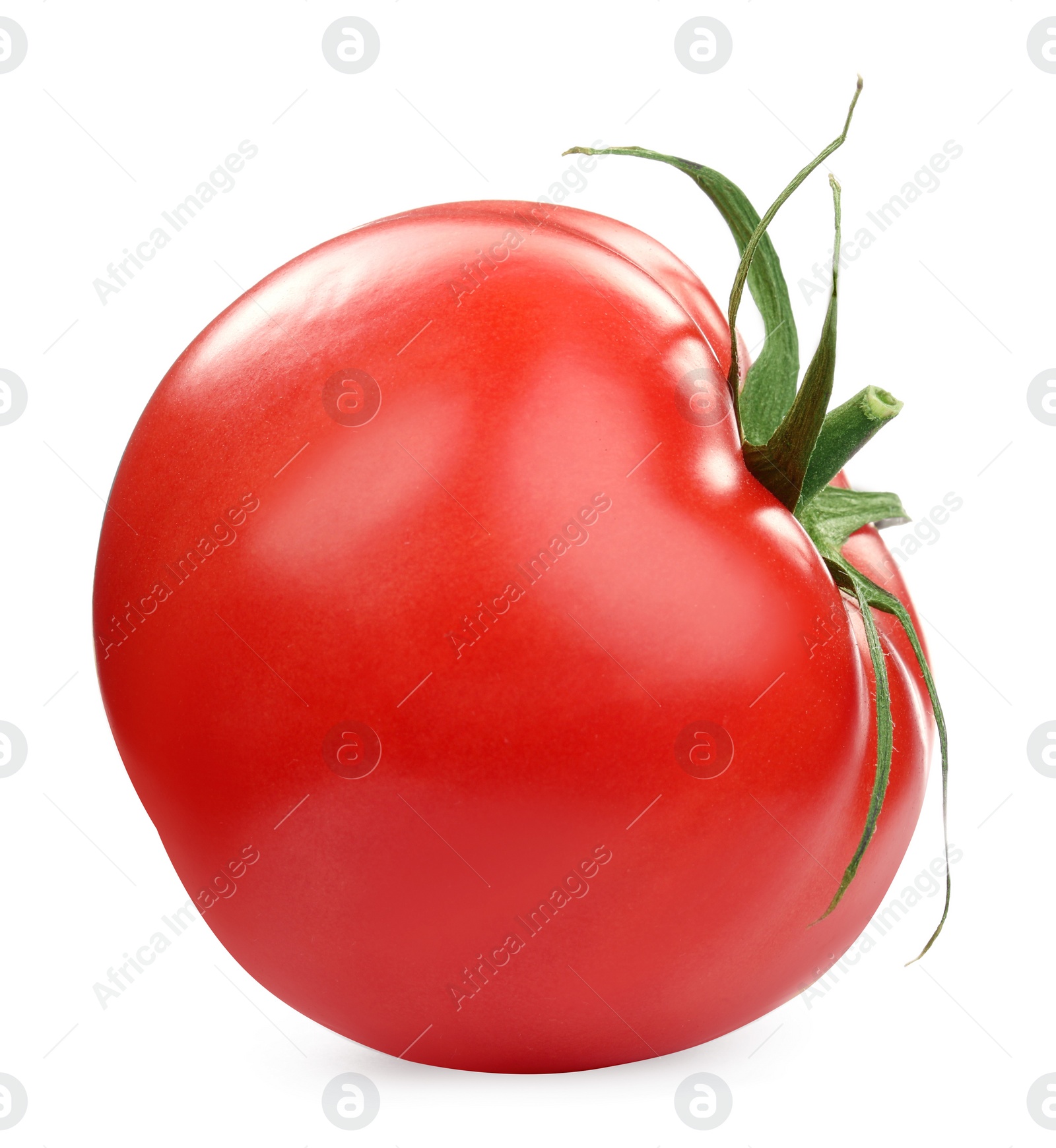 Photo of One red ripe tomato isolated on white