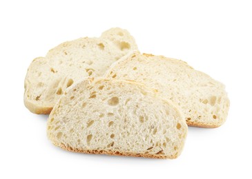 Photo of Slices of freshly baked sourdough bread isolated on white