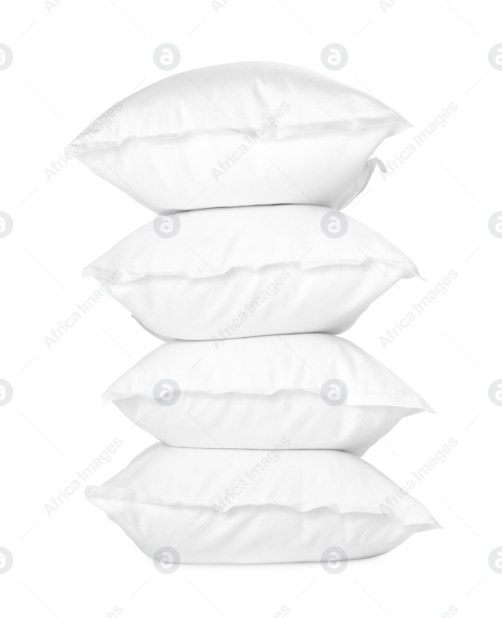 Photo of Stack of soft pillows isolated on white