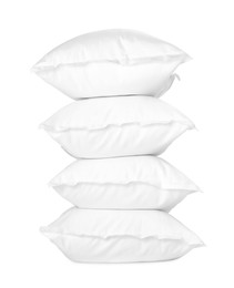 Stack of soft pillows isolated on white