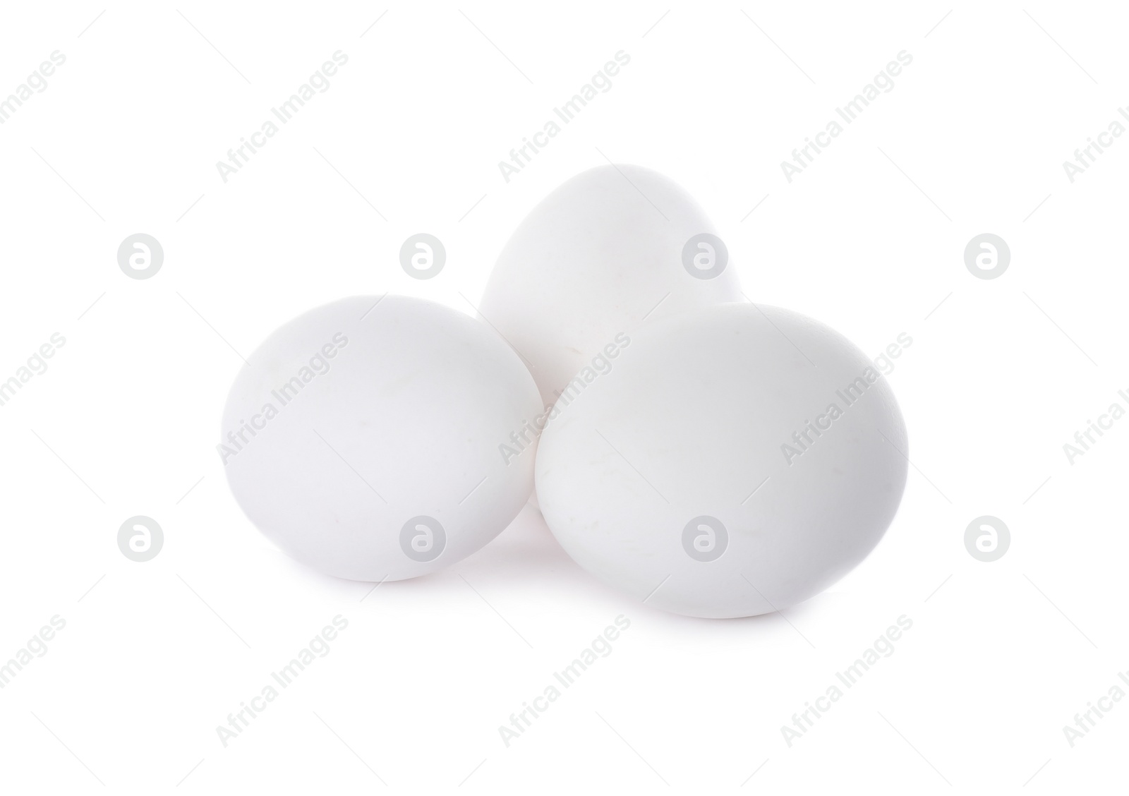 Photo of Fresh raw chicken eggs isolated on white