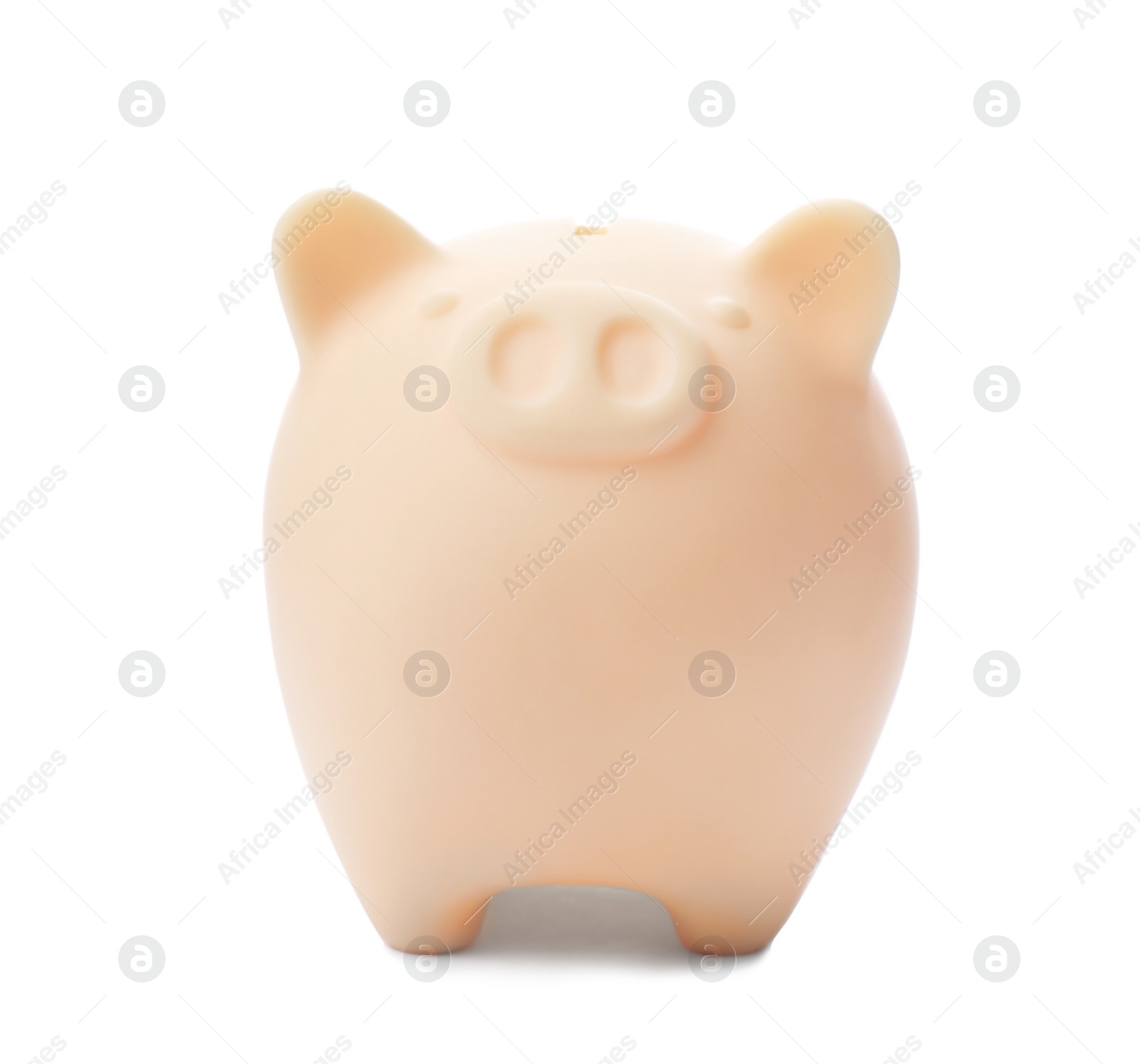 Photo of Cute piggy bank on white background. Money saving