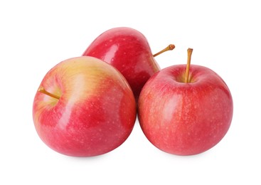 Photo of Fresh ripe red apples isolated on white