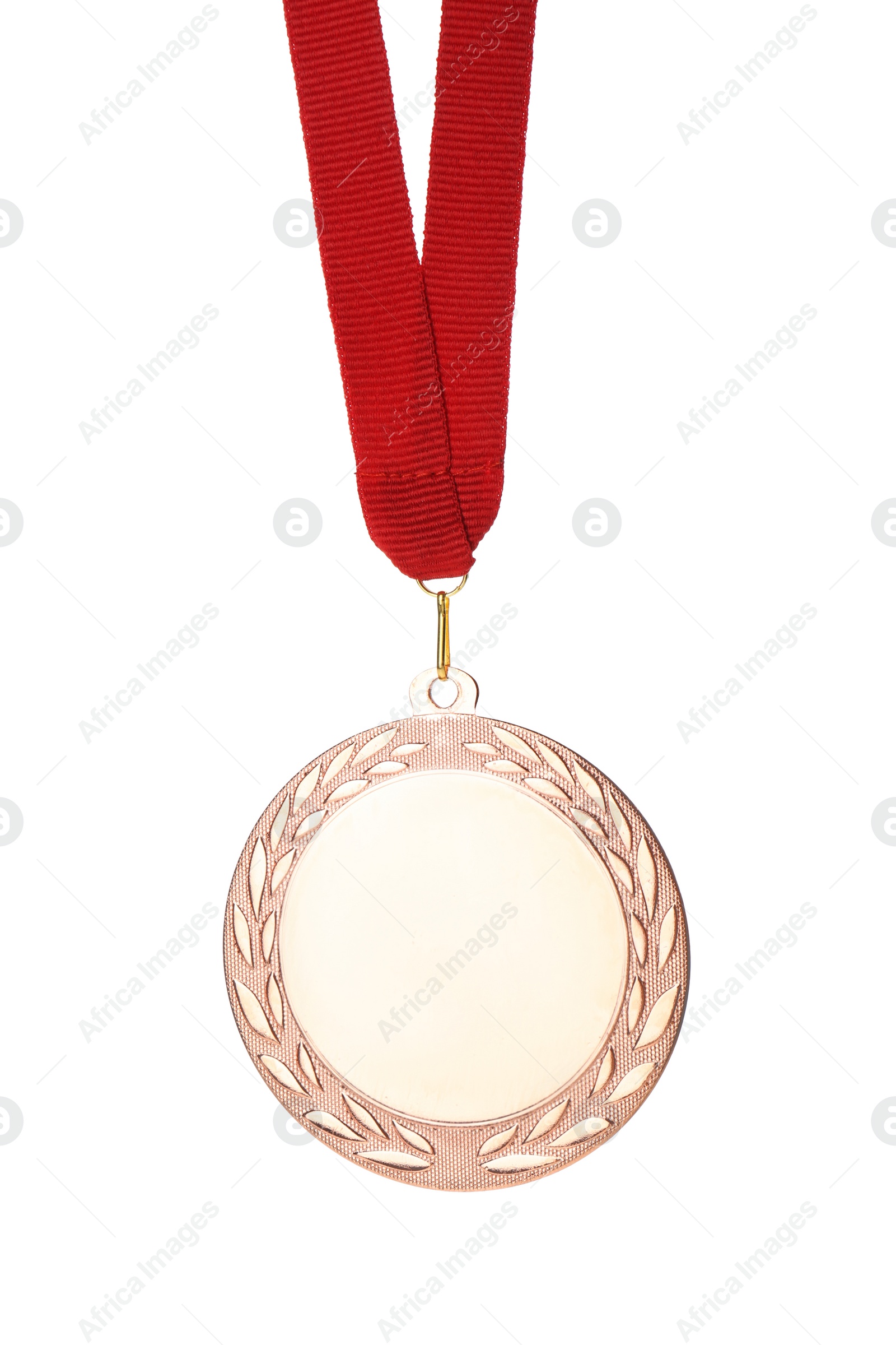 Photo of Bronze medal isolated on white. Space for design