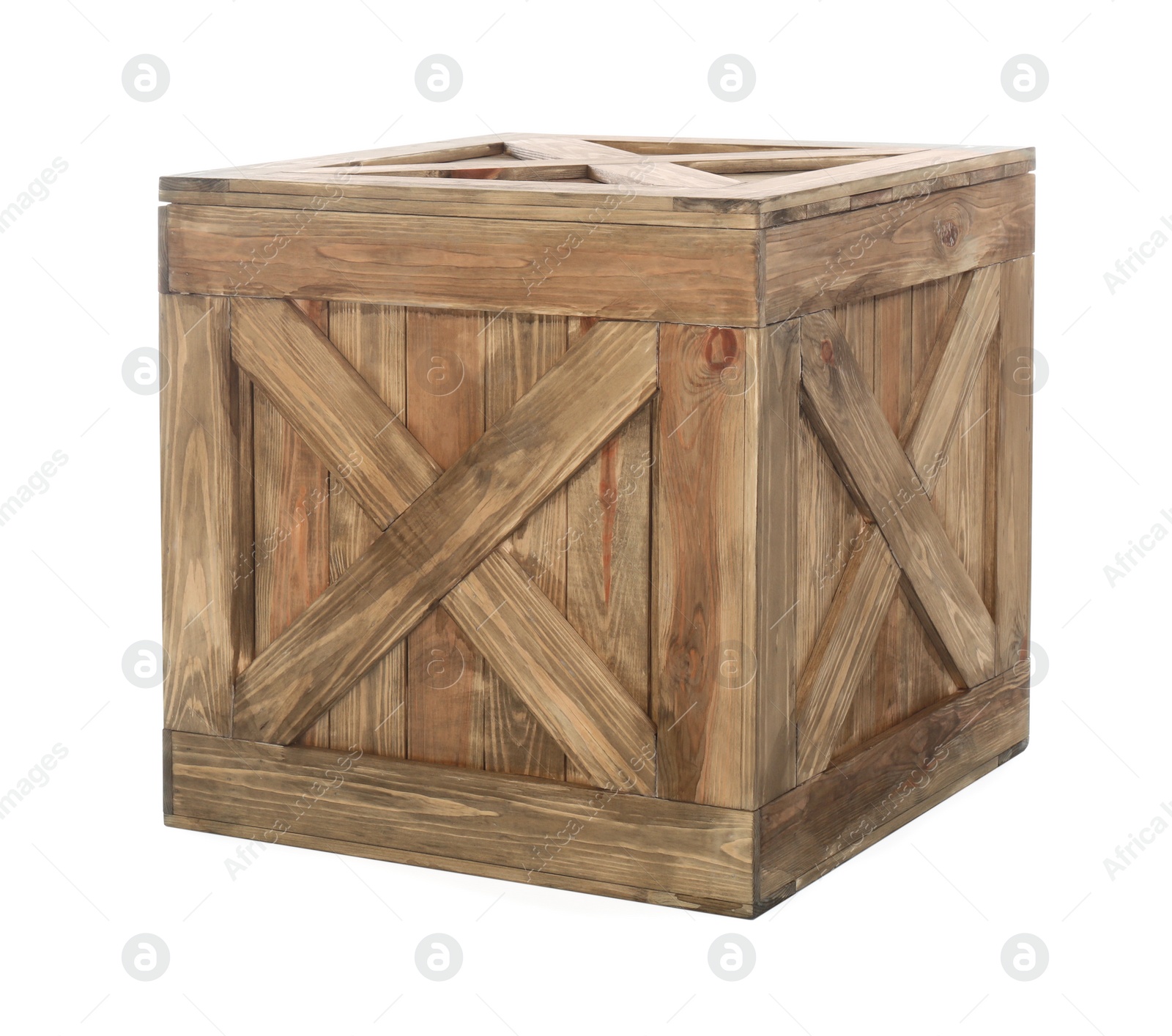 Photo of Old closed wooden crate isolated on white