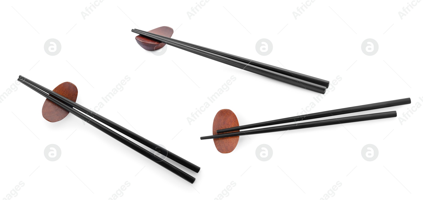 Image of Collage with black chopsticks isolated on white