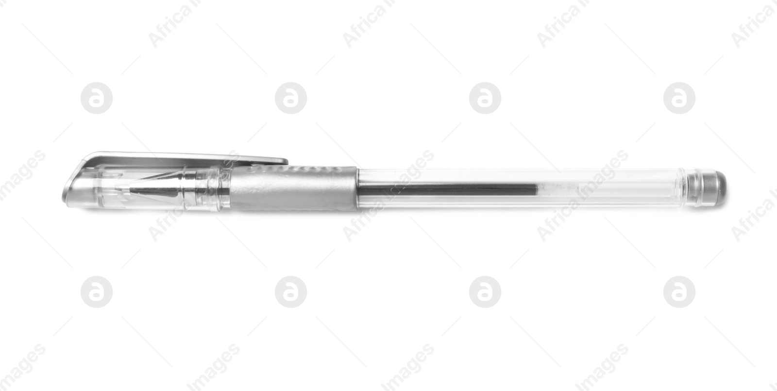 Photo of Color gel pen on white background. School stationery