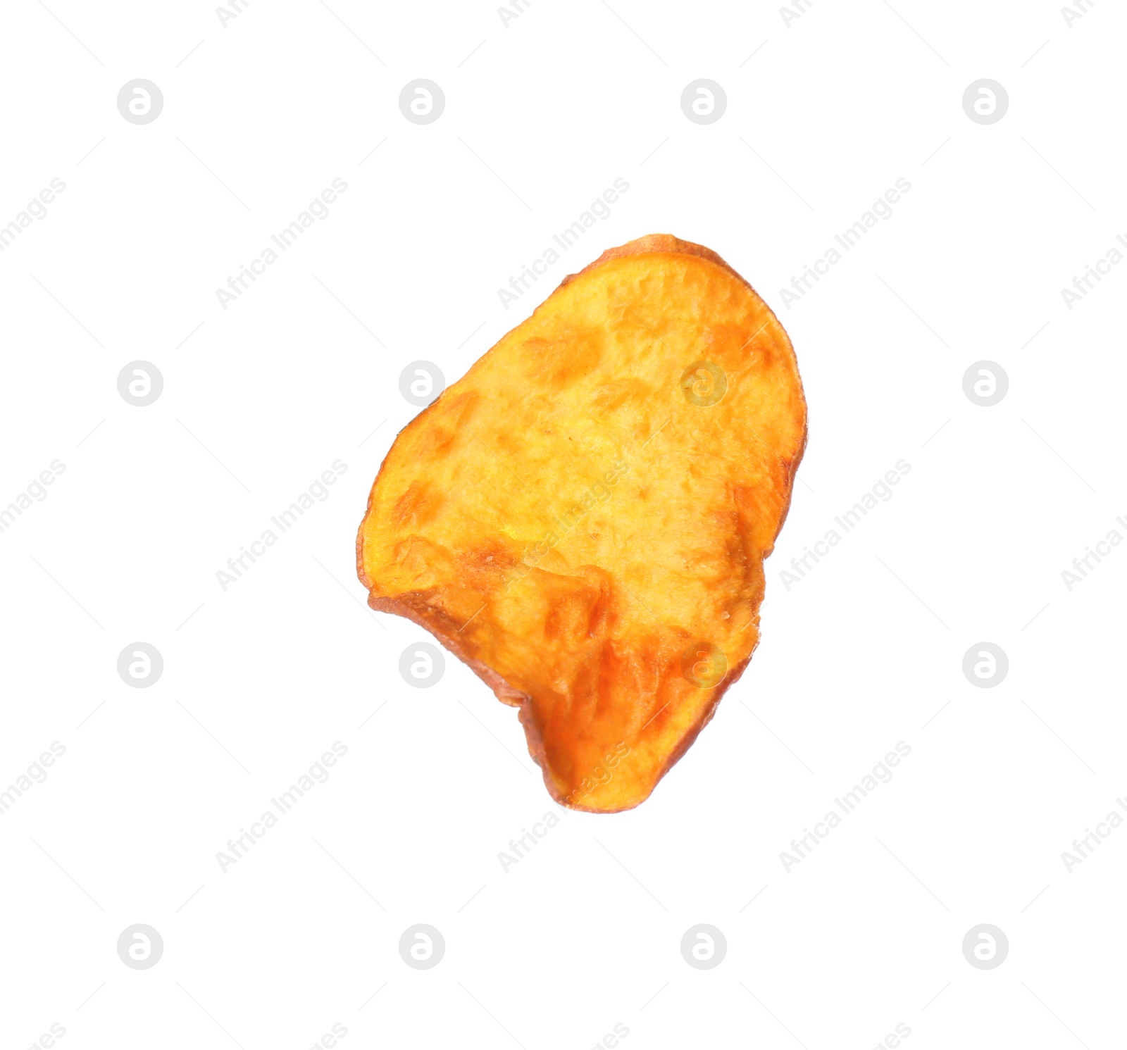 Photo of Tasty sweet potato chip isolated on white