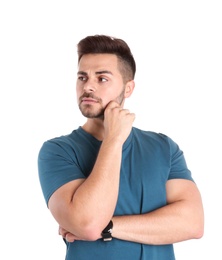 Portrait of handsome man isolated on white