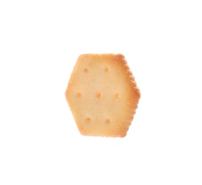 Photo of Crispy cracker isolated on white. Delicious snack