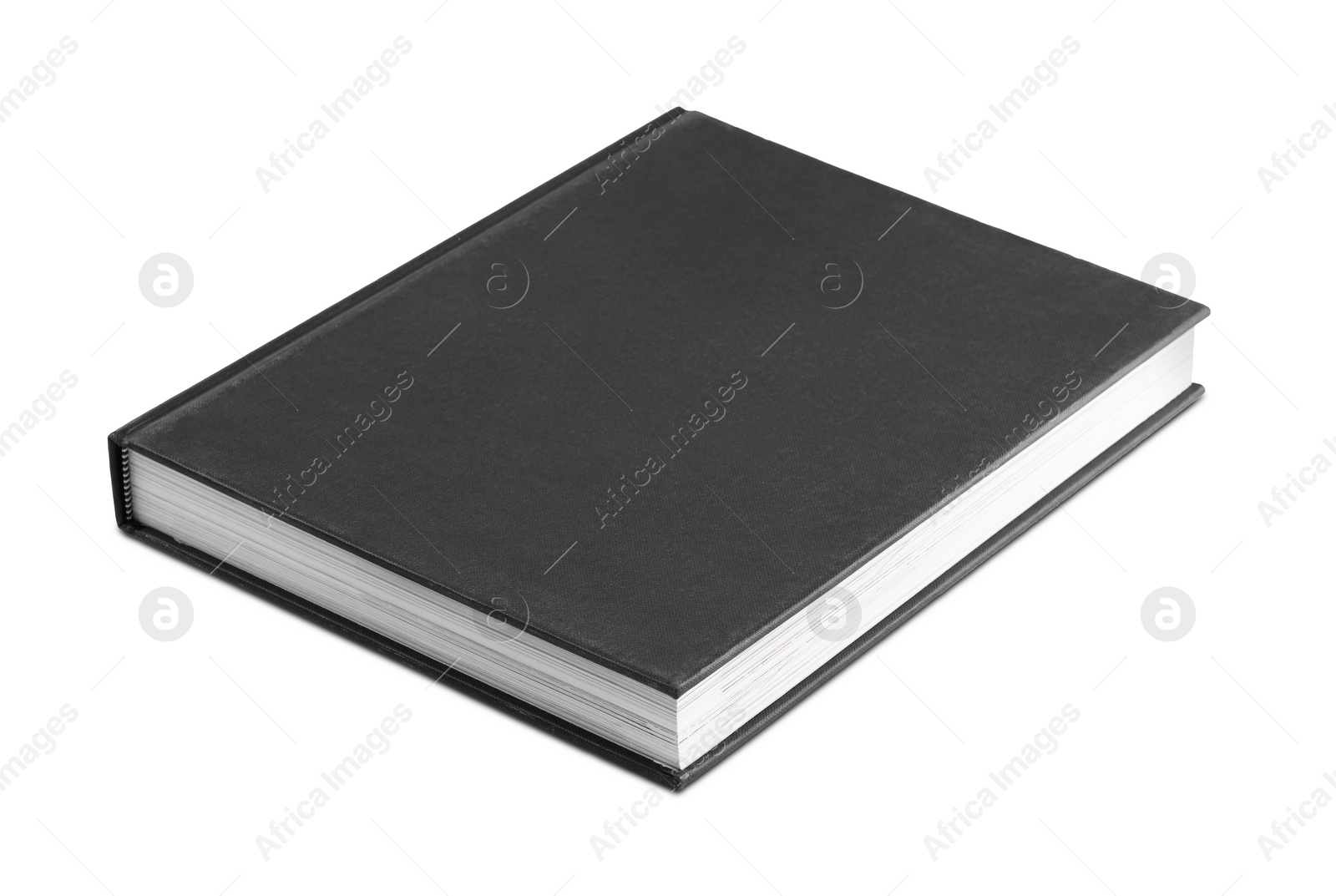 Photo of One closed black hardcover book isolated on white