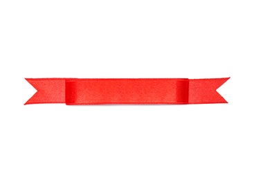 Simple red ribbon on white background, top view