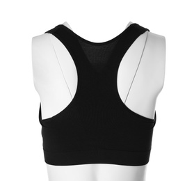 Black women's top isolated on white. Sports clothing