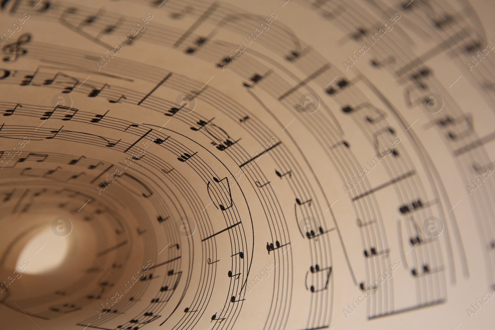 Photo of Closeup view of sheet with music notes