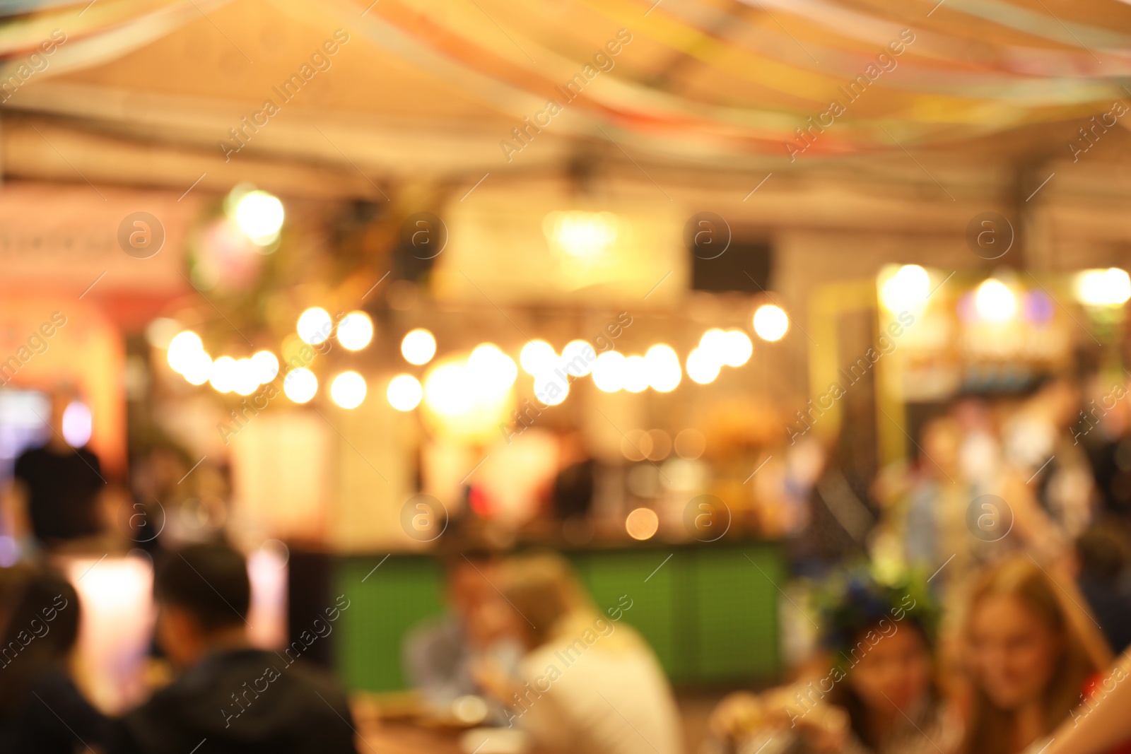 Photo of Blurred view of modern cafe. Bokeh effect