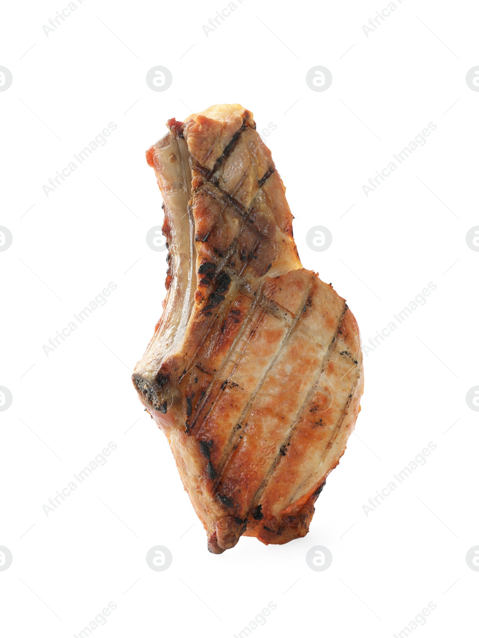 Photo of Tasty fresh grilled steak isolated on white