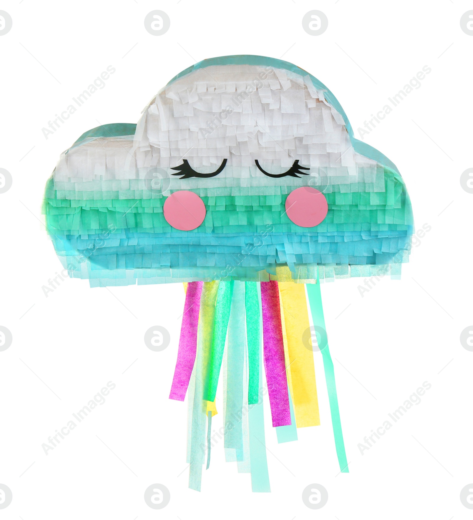 Photo of Bright colorful cloud pinata isolated on white