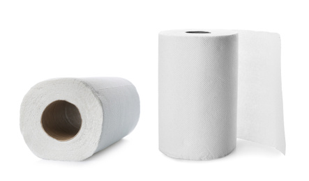 Rolls of paper tissues isolated on white