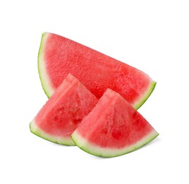 Pieces of juicy ripe watermelon on white background