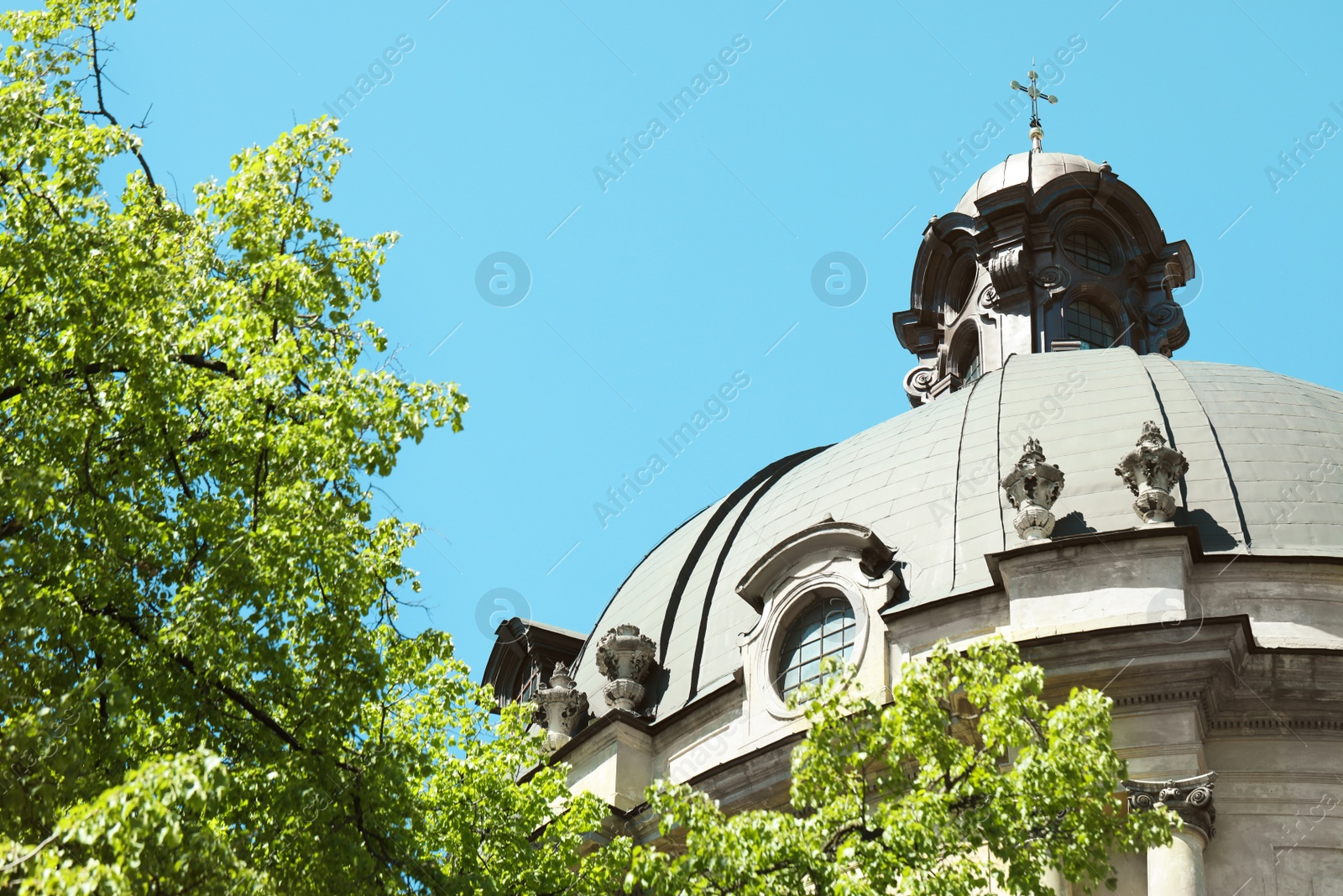 Photo of Beautiful temple near tree under blue sky on sunny day