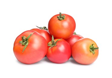 Photo of Delicious fresh ripe tomatoes on white background