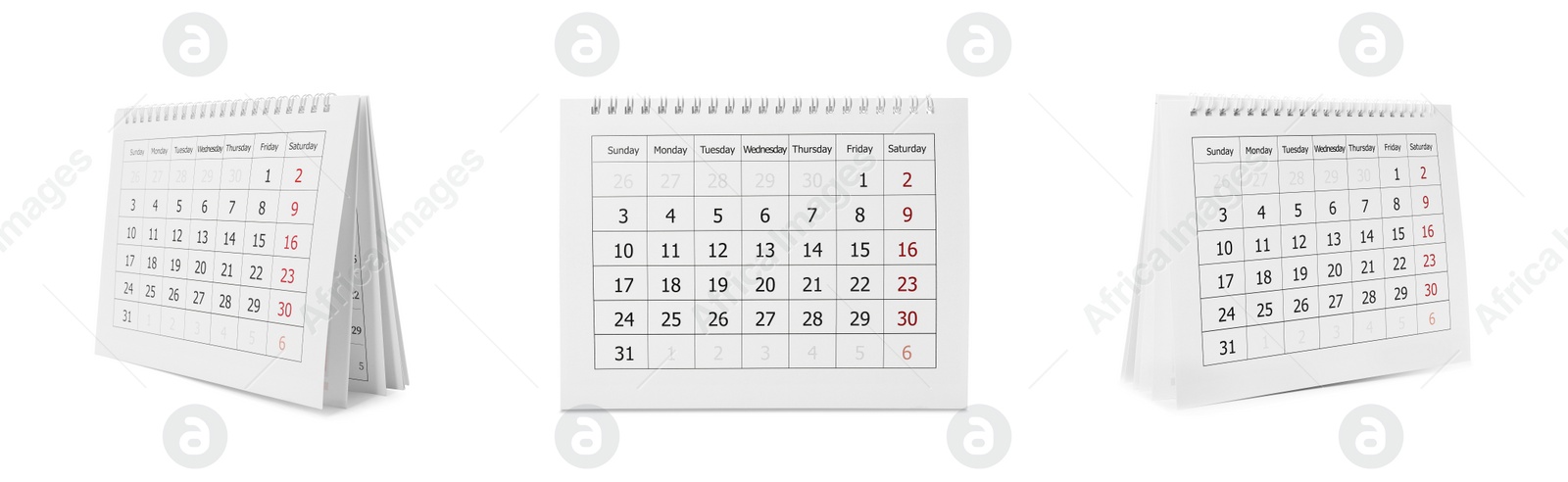 Image of Collage of paper calendar on white background