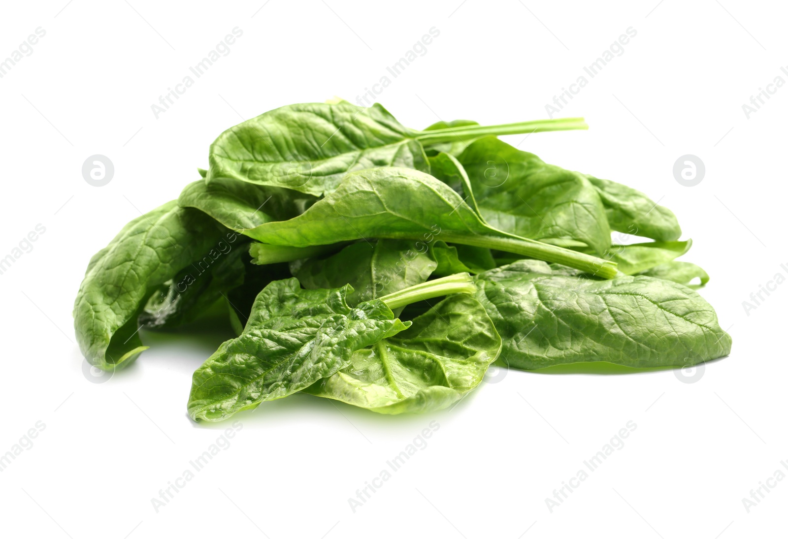 Photo of Pile of fresh spinach leaves isolated on white