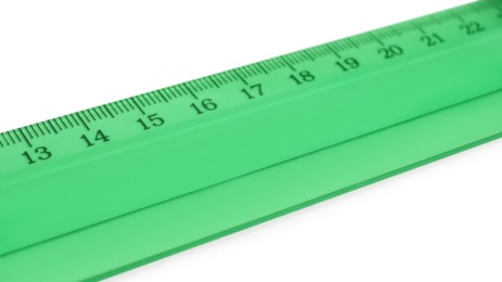Photo of Ruler with measuring length markings in centimeters isolated on white