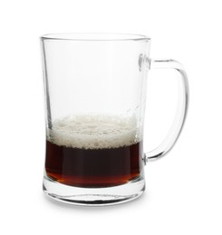 Photo of Almost empty mug of beer isolated on white