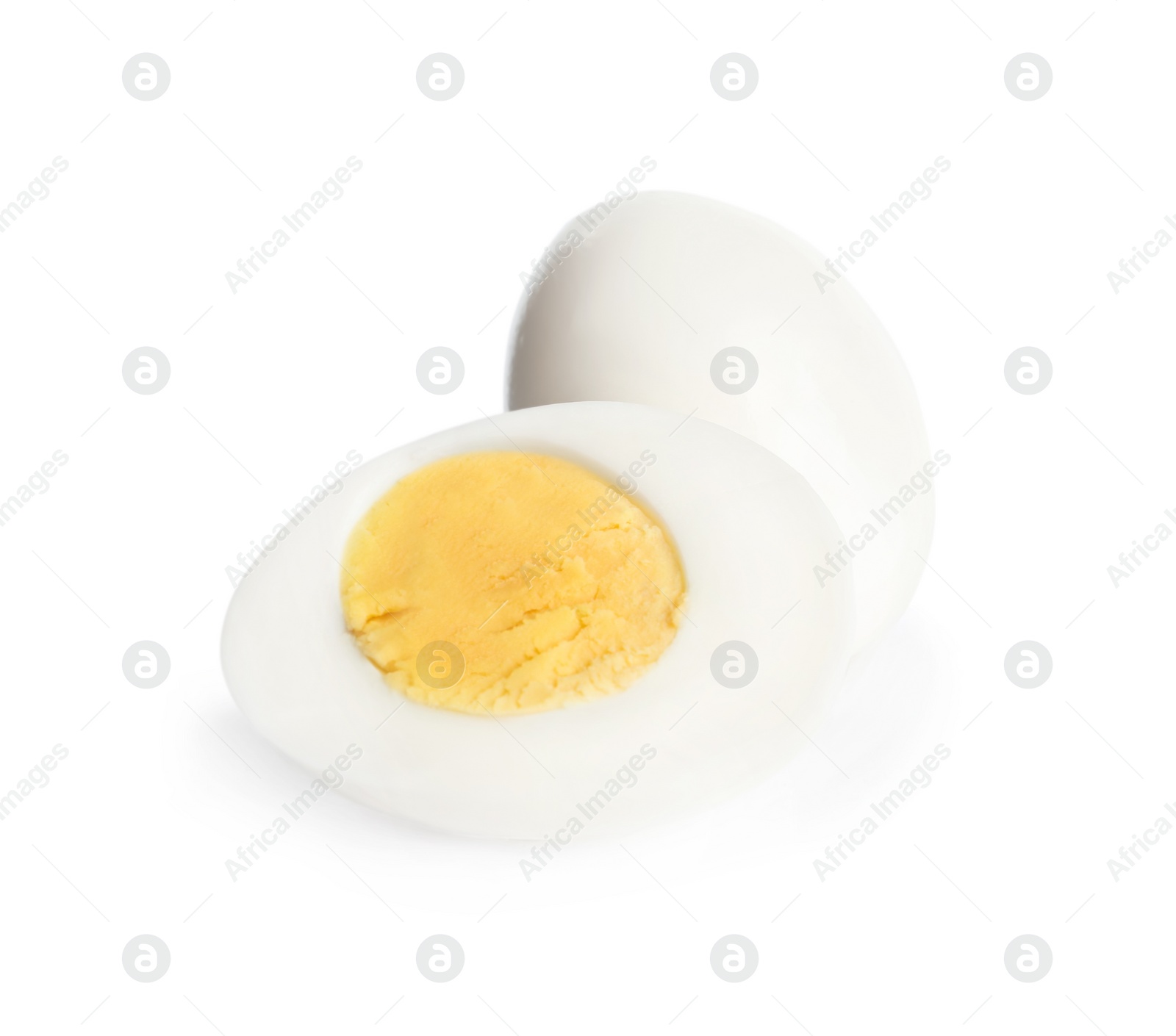 Photo of Fresh hard boiled chicken eggs isolated on white