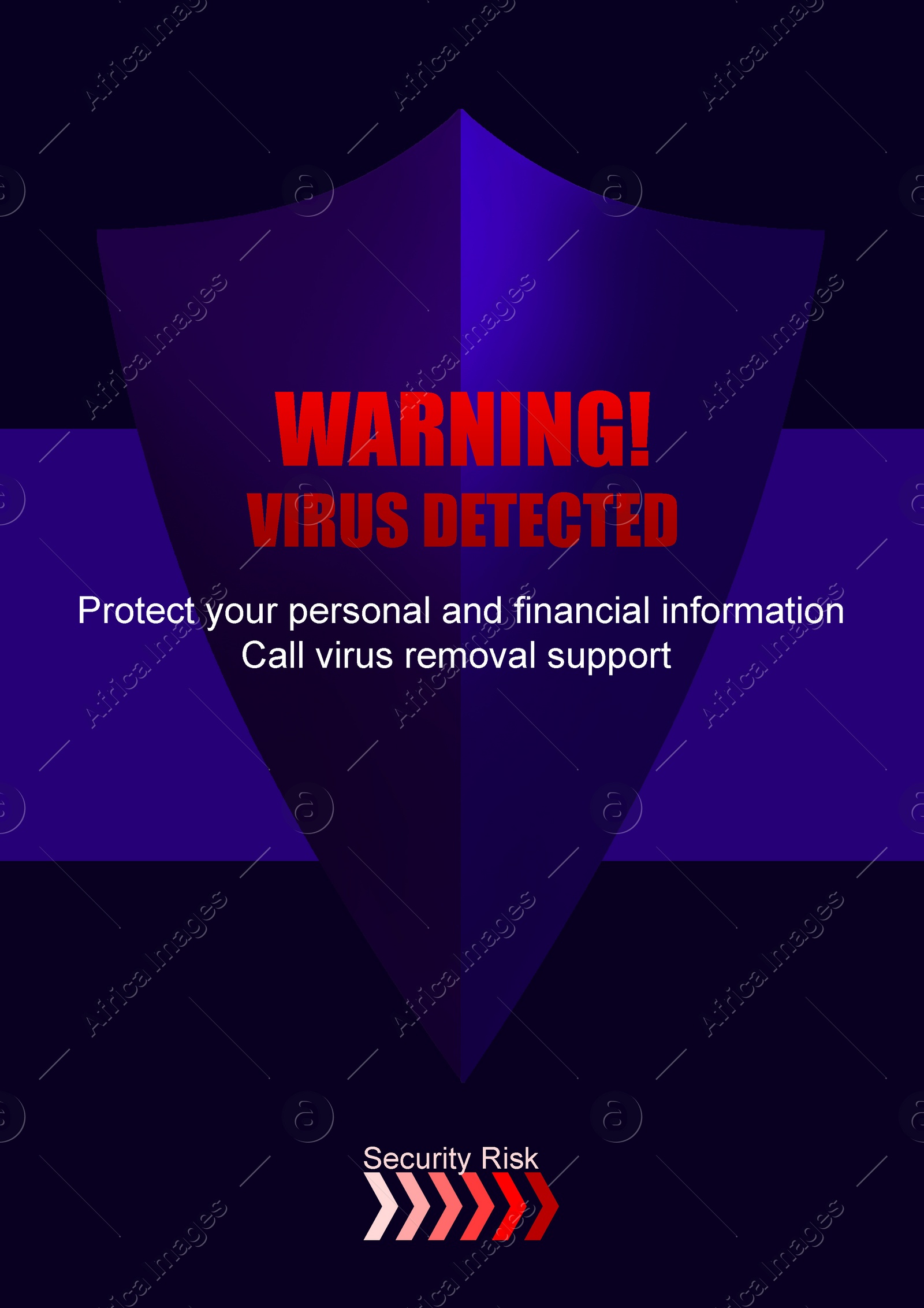 Illustration of Warning about virus attack to protect information. Illustration