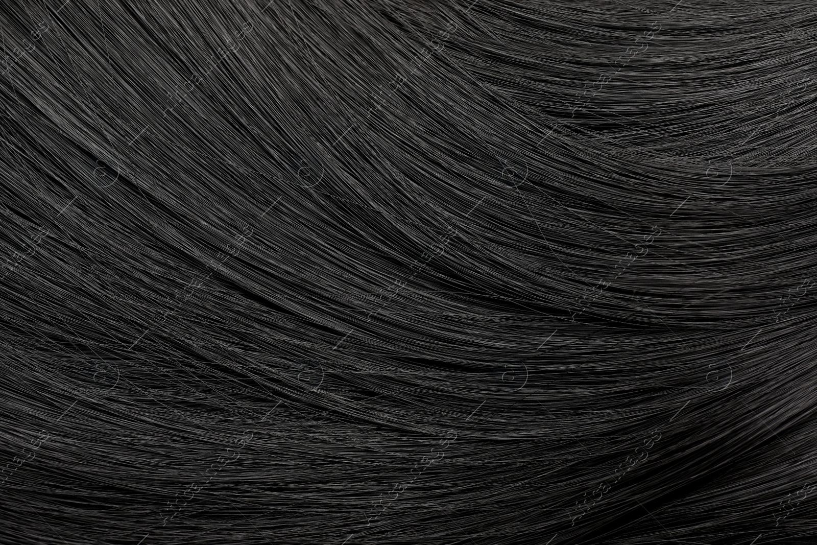 Photo of Beautiful black hair as background, closeup view