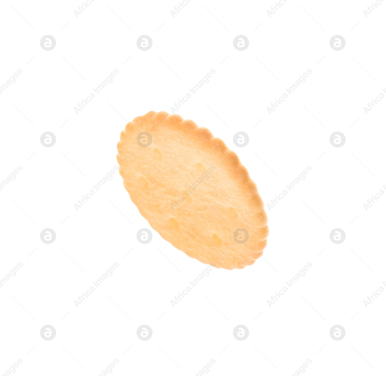 Photo of Crispy cracker isolated on white. Delicious snack